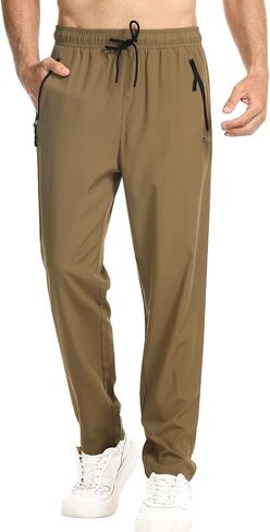 Surenow Men's Athletic Running Sweatpants Lightweight Stretch Jogger Track Pants Tapered Workout Gym Pants with Zipper Pocket in Saudi Arabia