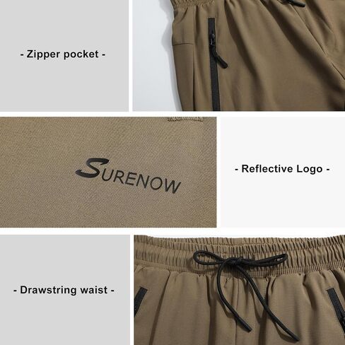 Surenow Men's Athletic Running Sweatpants Lightweight Stretch Jogger Track Pants Tapered Workout Gym Pants with Zipper Pocket in Saudi Arabia