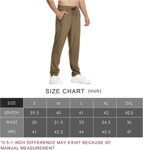 Surenow Men's Athletic Running Sweatpants Lightweight Stretch Jogger Track Pants Tapered Workout Gym Pants with Zipper Pocket in Saudi Arabia
