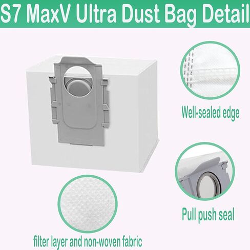 12 Pack Vacuum Bag Compatible for Roborock S8+ / S8 Pro Ultra S7 MaxV Ultra Q5 Q5+ Q7 Q7+ Q7 MAXClean Base Automatic Dirt Disposal Bags in Saudi Arabia