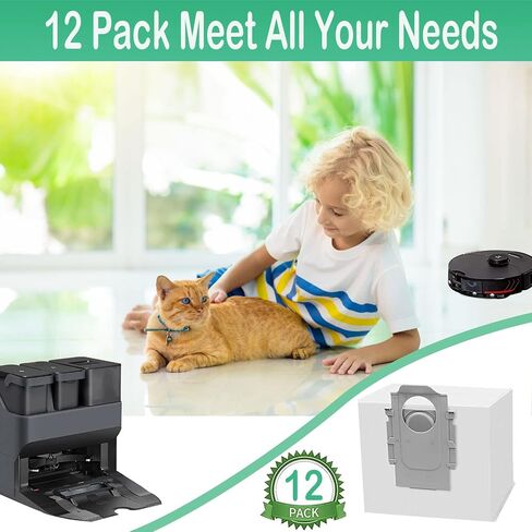 12 Pack Vacuum Bag Compatible for Roborock S8+ / S8 Pro Ultra S7 MaxV Ultra Q5 Q5+ Q7 Q7+ Q7 MAXClean Base Automatic Dirt Disposal Bags in Saudi Arabia