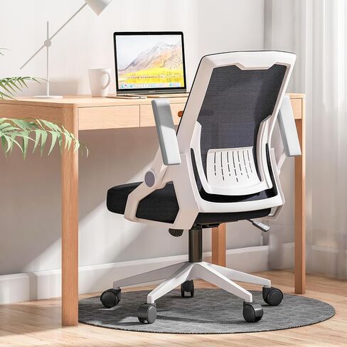 gtpoffice كرسي مكتب مريح، كرسي مكتب كمبيوتر مريح مع دعم قطني قابل للتعديل، كرسي مكتب شبكي منتصف الظهر مع مسند ذراع قابل للطي، كرسي مهام وظيفة الإمالة للمنزل، غرفة النوم، الألعاب، أسود in Saudi Arabia