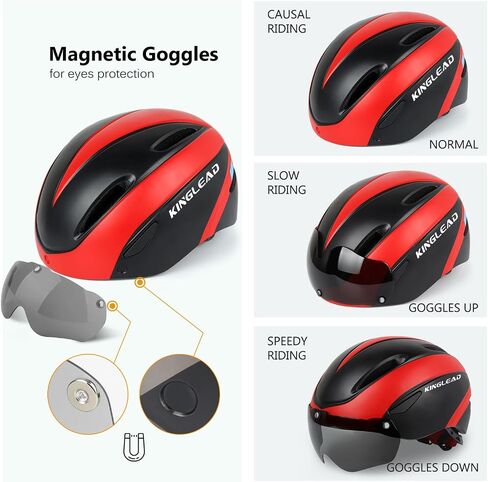 Bike Helmet,KINGLEAD Safety Bike Helmet Adult Men Bike Helmet Adult Women Bicycle Helmet with Light and Adjustable dial &Removable Visor in Saudi Arabia