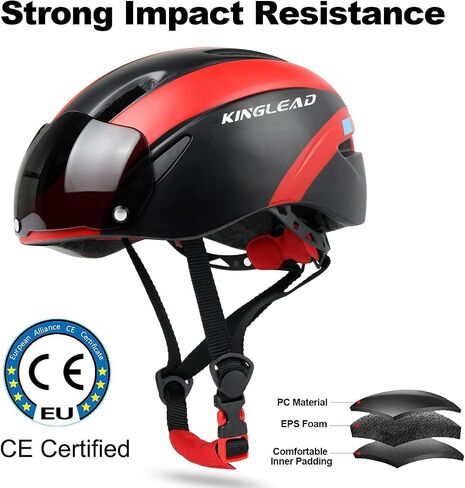 Bike Helmet,KINGLEAD Safety Bike Helmet Adult Men Bike Helmet Adult Women Bicycle Helmet with Light and Adjustable dial &Removable Visor in Saudi Arabia