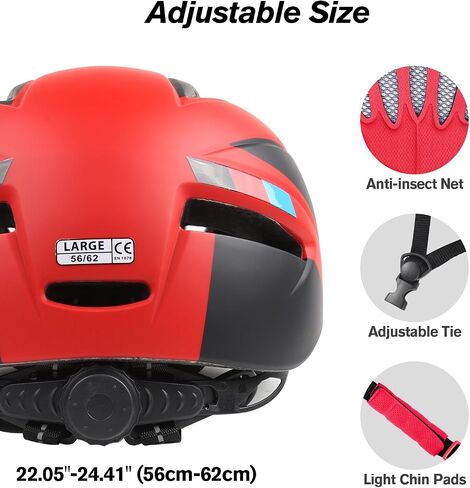 Bike Helmet,KINGLEAD Safety Bike Helmet Adult Men Bike Helmet Adult Women Bicycle Helmet with Light and Adjustable dial &Removable Visor in Saudi Arabia