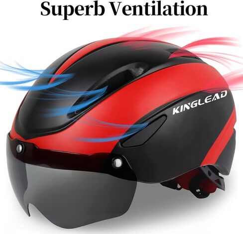 Bike Helmet,KINGLEAD Safety Bike Helmet Adult Men Bike Helmet Adult Women Bicycle Helmet with Light and Adjustable dial &Removable Visor in Saudi Arabia