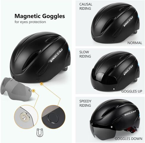 Bike Helmet,KINGLEAD Safety Bike Helmet Adult Men Bike Helmet Adult Women Bicycle Helmet with Light and Adjustable dial &Removable Visor in Saudi Arabia