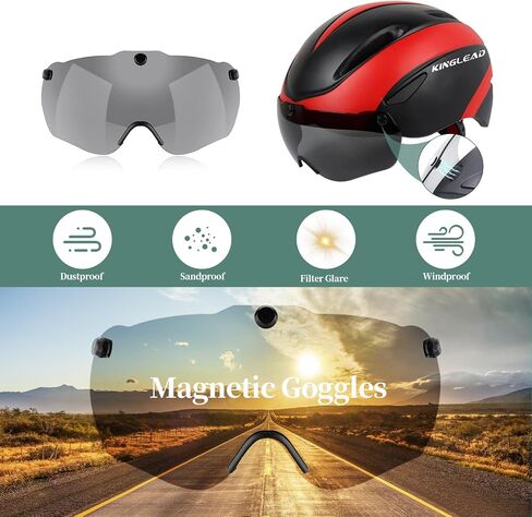 Bike Helmet,KINGLEAD Safety Bike Helmet Adult Men Bike Helmet Adult Women Bicycle Helmet with Light and Adjustable dial &Removable Visor in Saudi Arabia