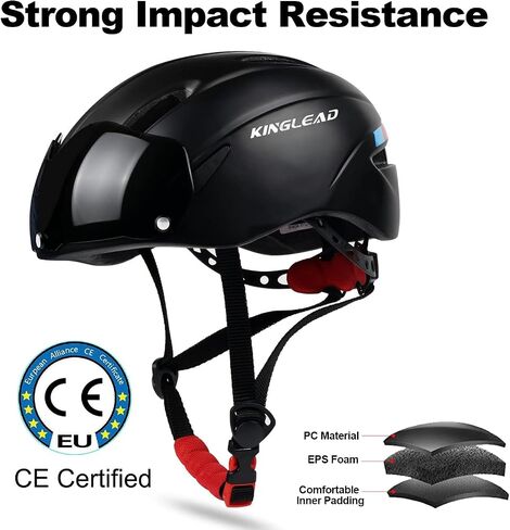 Bike Helmet,KINGLEAD Safety Bike Helmet Adult Men Bike Helmet Adult Women Bicycle Helmet with Light and Adjustable dial &Removable Visor in Saudi Arabia
