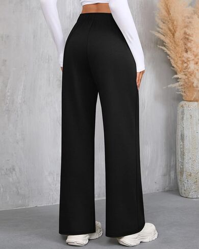 Riyiper 3 Pack Women Wide Leg Sweatpants Drawstring Straight Pants Elastic Waist Joggers Open Bottom Sweatpants with Pockets in Saudi Arabia