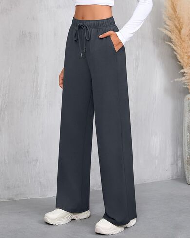 Riyiper 3 Pack Women Wide Leg Sweatpants Drawstring Straight Pants Elastic Waist Joggers Open Bottom Sweatpants with Pockets in Saudi Arabia