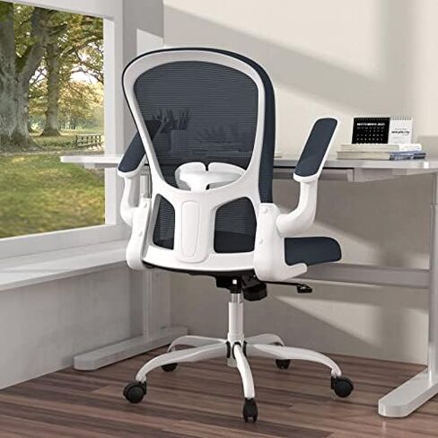 Ergonomic Office Chair, Comfort Swivel Home Office Task Chair, Breathable Mesh Desk Chair, Lumbar Support Computer Chair with Flip-up Arms and Adjustable Height in Saudi Arabia