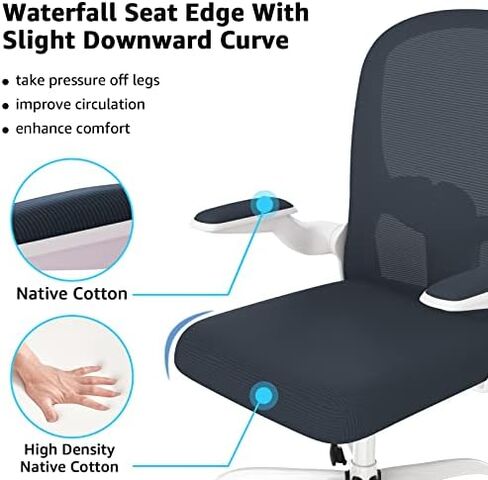 Ergonomic Office Chair, Comfort Swivel Home Office Task Chair, Breathable Mesh Desk Chair, Lumbar Support Computer Chair with Flip-up Arms and Adjustable Height in Saudi Arabia