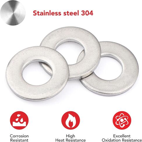 200pcs #6 x 3/8'' Washers 304 Stainless Steel Flat Washers Universal Metal Washers in Kuwait