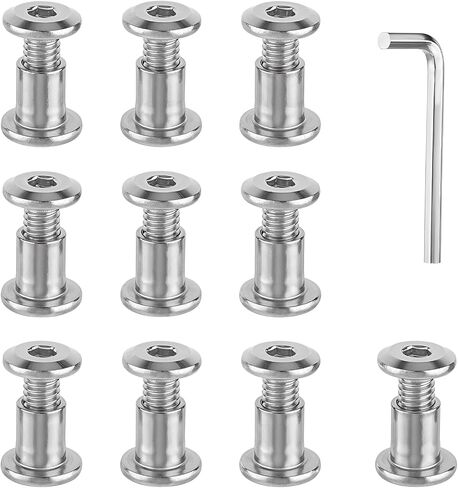 M6 x 8mm Binding Post Screw Hex Drive Socket Cap Bolts Socket Cap Metal Screws Stainless Steel Binding Bolts and Barrel Nuts Kit for Baby Bed Furniture, Scrapbook Photo Albums Binding, 10 Sets in Saudi Arabia