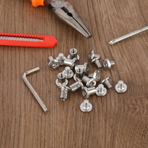 M6 x 8mm Binding Post Screw Hex Drive Socket Cap Bolts Socket Cap Metal Screws Stainless Steel Binding Bolts and Barrel Nuts Kit for Baby Bed Furniture, Scrapbook Photo Albums Binding, 10 Sets in Saudi Arabia