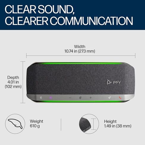 Poly - Sync 40+ Bluetooth Smart Speakerphone (Plantronics) - Flexible Work Spaces - Connect to PC/Mac via Included BT600 Dongle and Smartphones via Bluetooth - Works with Teams, Zoom & More in Kuwait