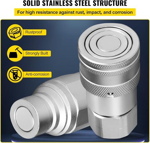 Bestauto 3/4NPT Hydraulic Quick Connect 3/4body Hydraulic Coupler 20.7MPa Hydraulic Coupling Quick Connect 106L/min Hydraulic Quick Coupler (ISO 16028) in Kuwait