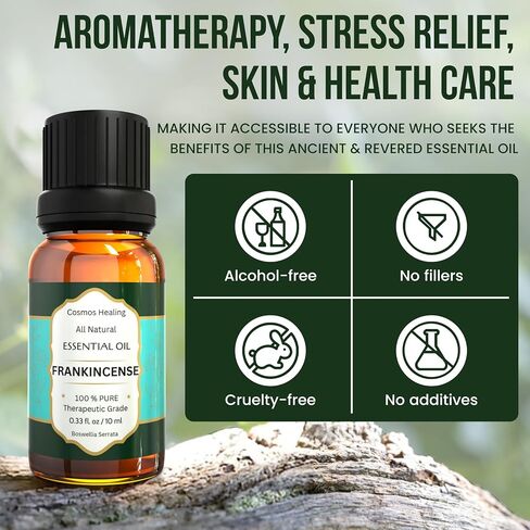 زيت اللبان العطري - زيت اللبان النقي والطبيعي 100% | بريميوم - يعزز العناية بالبشرة والشعر، أجهزة توزيع الروائح المنزلية، العلاج العطري، التدليك والمرطبات، دعم الإجهاد والألم | 10 مل in Saudi Arabia