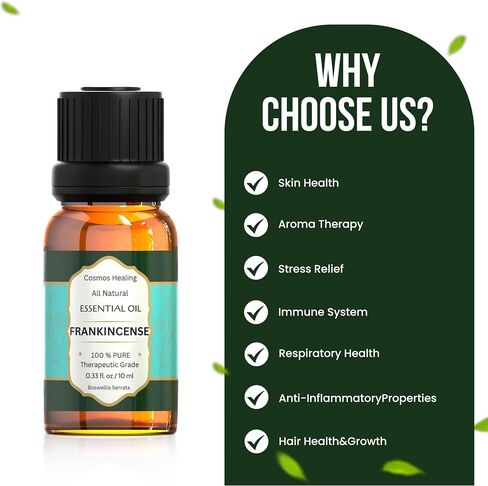 زيت اللبان العطري - زيت اللبان النقي والطبيعي 100% | بريميوم - يعزز العناية بالبشرة والشعر، أجهزة توزيع الروائح المنزلية، العلاج العطري، التدليك والمرطبات، دعم الإجهاد والألم | 10 مل in Saudi Arabia