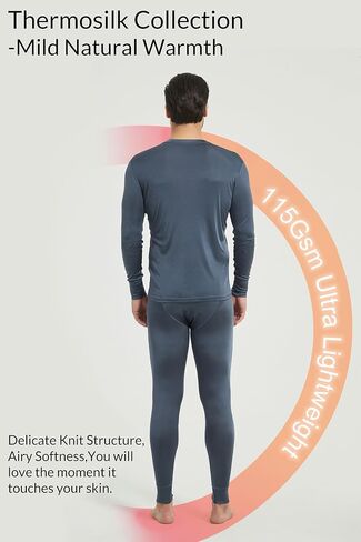Men's Thermosilk Long Underwear Set, Baselayer Top/Pants, Ultra-light, Skin-friendly & Breathable in Saudi Arabia