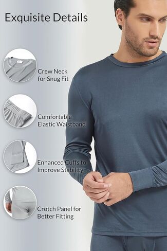Men's Thermosilk Long Underwear Set, Baselayer Top/Pants, Ultra-light, Skin-friendly & Breathable in Saudi Arabia