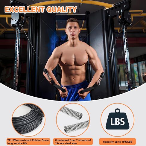 كابل بديل SERTT لآلة كابل البكرة، كابل بكرة لصالة الألعاب الرياضية المنزلية DIY، طول حبل السلك 32.8/65.6/98.4 قدم لنظام بكرة رفع الأثقال، كابل فولاذي لصالة الألعاب الرياضية، سميك 5 مم، مطلي بمادة TPU in Saudi Arabia