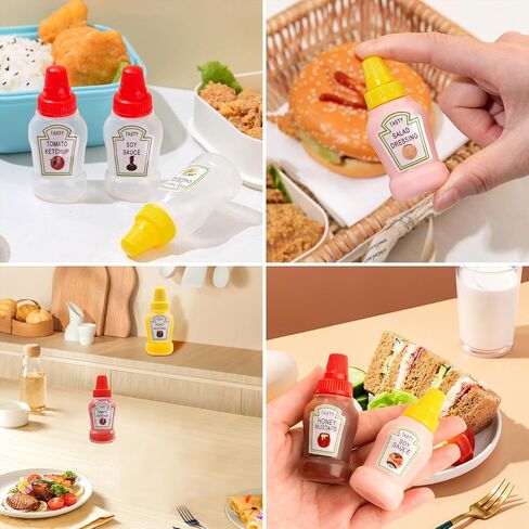 Mini Ketchup Bottles 12pcs 25ml Condiment Squeeze Bottle Plastic Sauce Salad Dressing Container Empty Tomato Ketchup Mustard Syrup Dispenser for Kids Bento Box Adult Office Picnic Honey Jars Container in Saudi Arabia