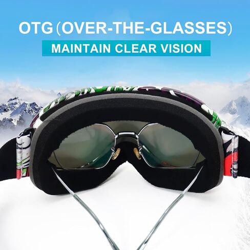 SPOSUNE Kids Ski Goggles, Anti-Fog Snowboard Goggles OTG Snow Goggles for Boys Girls Age 5-14 in Kuwait