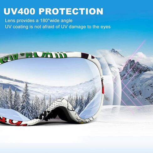 SPOSUNE Kids Ski Goggles, Anti-Fog Snowboard Goggles OTG Snow Goggles for Boys Girls Age 5-14 in Kuwait