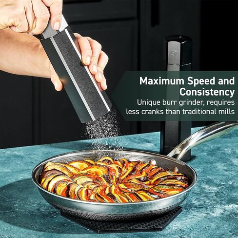 HexClad Salt and Pepper Mill Set with Adjustable Professional Grinders and No-Mess Caps in Saudi Arabia
