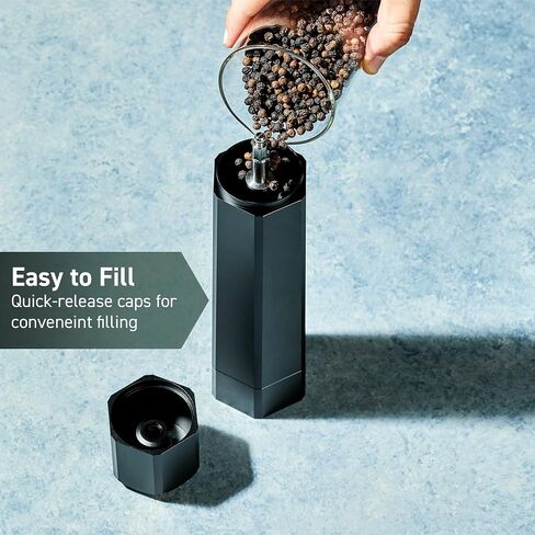 HexClad Salt and Pepper Mill Set with Adjustable Professional Grinders and No-Mess Caps in Saudi Arabia