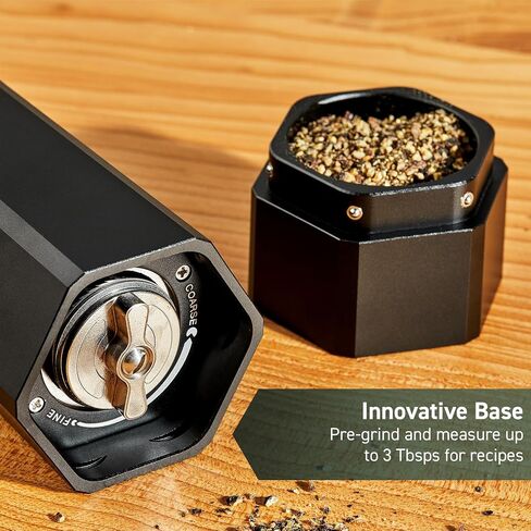 HexClad Salt and Pepper Mill Set with Adjustable Professional Grinders and No-Mess Caps in Saudi Arabia