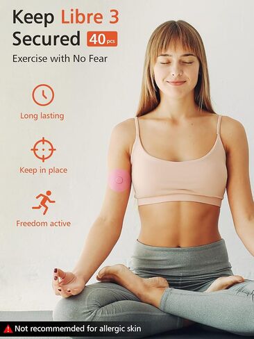 40 Packs Freestyle Libre 3 Covers, Free Style Libre 3 Glucose Sensor Cover, Adhesive Patches Pre-Cut Back Paper Long Lasting for 10-14 Days, No Glue in The Center by SUNMON (Transparent) in Kuwait