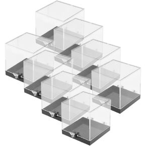 NOLITOY Decorative Storage Clear Thumbnail Specimen Box Clear Mineral Specimen Display Case Square Specimen Storage Holder Transparent Crystal Display Container