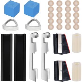 32pcs Pool Cue Repair Kit, Billiard Stick Tip Tools with 2 Club Tip Clips, 20 Club Tips, 2 Shapers, 2 Chalk Cubes, 2 Ferrules 2 Planers Billiard Cue Head Trimmers for Billiard Cue Replacement Parts