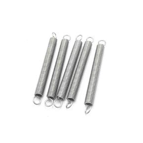 XJSXZC 1.2x8.0x65mm Stainless Steel Dual Hook Small Tension Spring 5 pcs