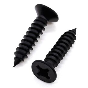 Glvaner #4 x 1/2 inch Stainless Steel Flat Phillips Drive Self Tapping Screws, Black Coated, 304 Stainless Steel 18-8, Flat Head Wood Screws Sheet Metal Tek Screws, 100 pcs