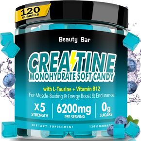 Creatine Soft Candy 6200mg for Men & Women-120 Gummies, Highly Effective Formula for Increase Muscular Strength, Enhancing Performances, Speeding Up Recovery and Providing Energies at All Times