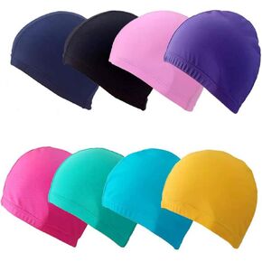 8 Pcs Swim Cap Adult,Swimming Cap Non-Waterproof Cloth Swim Cap Bathing Caps for Adult Men Women with Short Long Hair,Random Color.
