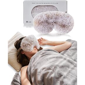 ZonLi Sleep Mask, Weighted Eye Mask for Sleeping, Faux Fur Eye Pillow with Hot/Cold Pack, Skin-Friendly Inner for Sleep and Travel, Night Blindfold for Men and Women,Brown