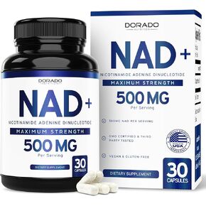 NAD Supplement (500mg of 95% Pure NAD+ Per Serving, 30 Day Supply) - NAD Booster Similar to Nicotinamide Riboside - (Third Party Tested, Vegan Safe, Non-GMO, No Fillers & Made in the USA)