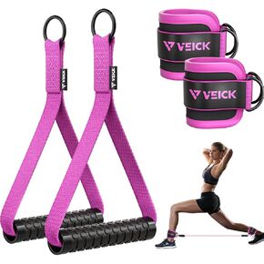 VEICK Exercise Handles with Ankle Straps, Replacement Handle Cable Attachments Pull Up Handles Equipment Gym Accessories Pilates Yoga Strength Trainer
