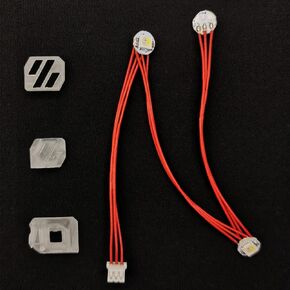 1 Pc RGBW Mini Button PCB LED Welded with Longer PTFE Cables + 3Pcs Transparent Resin SLA Part LED Shade Shell kit Compatible with StealthBurner Extruder SB Toolhead for Voron 2.4 Trident 3D Printer