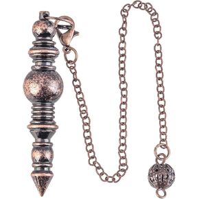 SUNYIK Bronze Copper Metal Dowsing Pendulum with Chain, Healing Reiki Pendant Pendulum for Meditation Divination