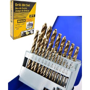 MaxTool 25 Pieces Drill Set 25PCs/25-Piece Twist Drill Bit Set High Speed Steel M2 Fully Ground 1-13mmx0.5mm Metric; JBS02H10R025P