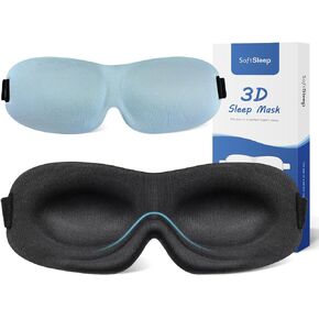 Blackout Sleep Mask for Side Sleeper,3D Contoured Cup Eye Cover with Invisible Nose-Pad Design for Both Women Men，Pressure-Free，Ultra Soft & Breathable Blindfold for Travel Nap Yoga