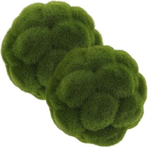 Cabilock 2Pcs Imitation Moss Rocks Simulated Green Moss Balls Decorative Garden Topiary Tree Moss Covered Topiary Ball Wedding Party Decoration Accessory 12CM