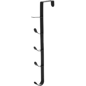 HARFINGTON Over The Door Hooks Metal Over The Door Vertical Hooks Coat Hanger for Hanging Coat Bags and Towels Over The Door Hat Racks with 5 Hooks for Bathroom Behind Back of Door, Black