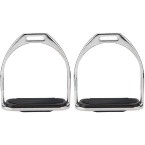 Taidda Iron Horse Stirrups Irons, Iron Horse Stirrups Safe Riding Equestrian Plating Iron Horse Stirrups with Black Rubber Horse Mat for Riding Horses